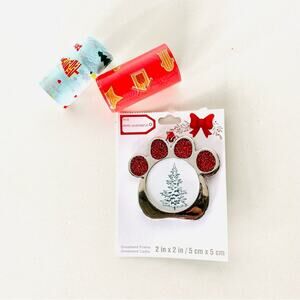 NEW Dog Puppy Bundle Christmas Tree Silver Paw Print Ornament Scented Doggy Bag